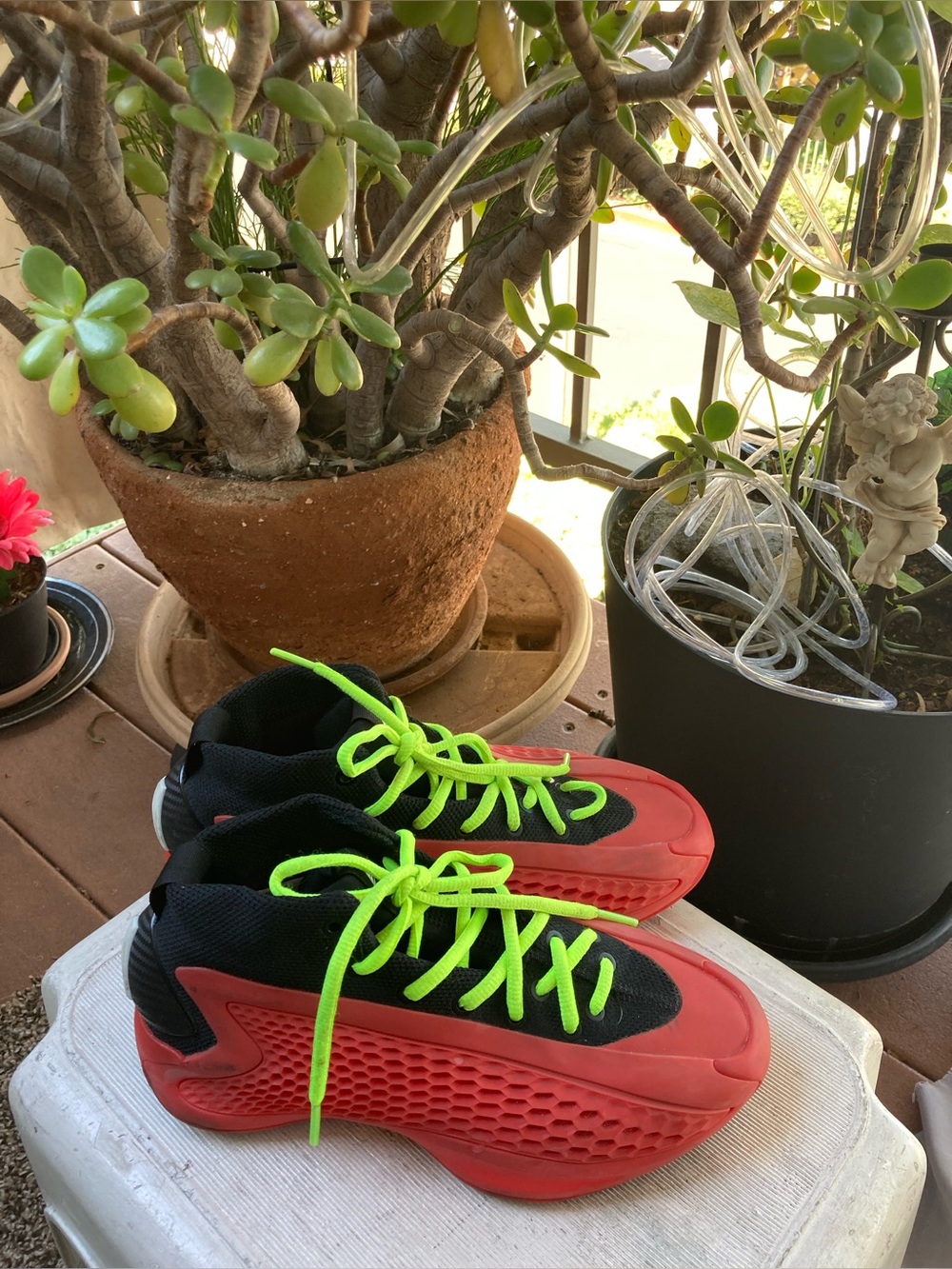 adidas Kids Red and Neon Green Sneakers